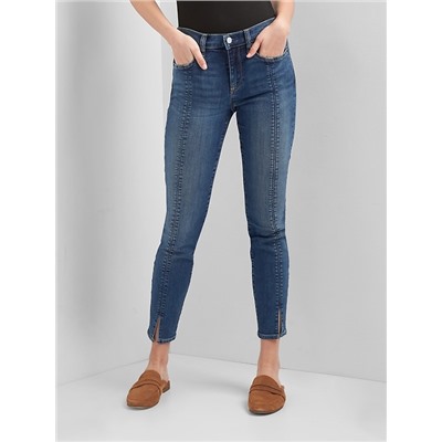 Mid rise seamed true skinny ankle jeans