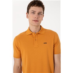 Erkek Regular Fit Polo Yaka Hardal Basic Tişört