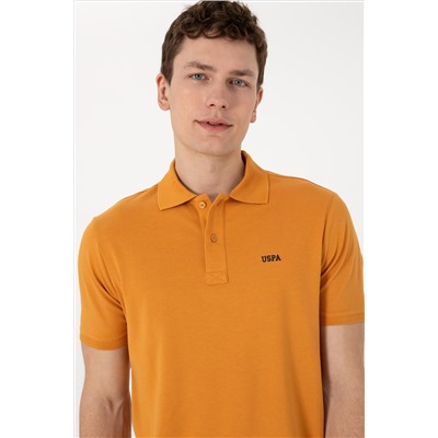 Erkek Regular Fit Polo Yaka Hardal Basic Tişört