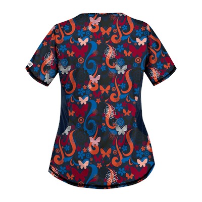 UA Flutter Flattery Navy Print Scrub Top