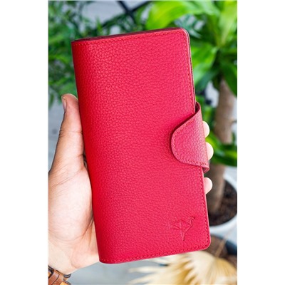 Garbalia, Martha Hakiki Deri Kırmızı Unisex Portföy Cüzdan