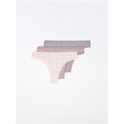 PACK OF 3 BRAZILIAN BRIEFS WITH LACE TRIM
