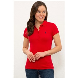 Kadın Kırmızı Basic Polo Yaka Tişört