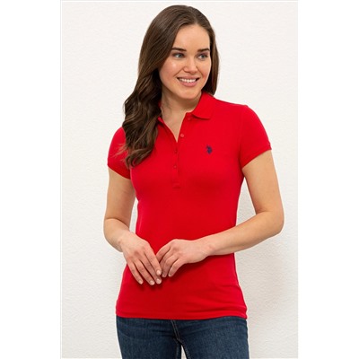 Kadın Kırmızı Basic Polo Yaka Tişört