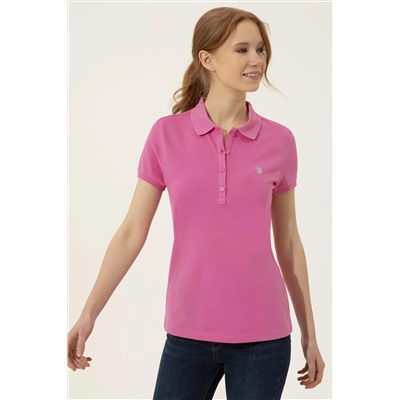 Kadın Pembe Basic Polo Yaka Tişört