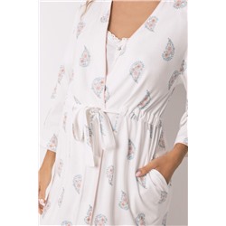 Bata larga "maternity" print sello marfil