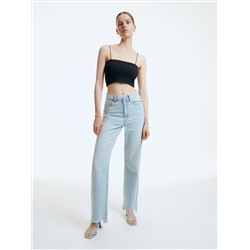 Jeans mit weitem Bein in Distressed-Optik