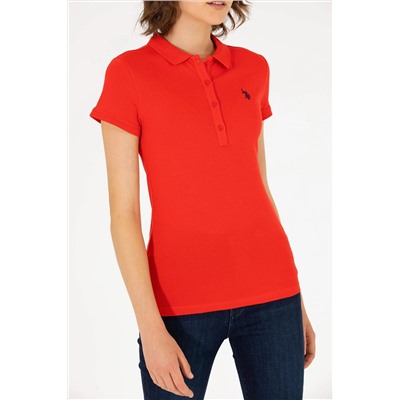 Kadın Kırmızı Basic Polo Yaka Tişört