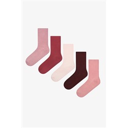 Penti, Basic Rib 5li Pembe Çok Renkli Soket Çorap