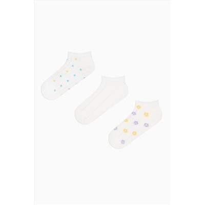 Penti, Floral Jacquard Frill 3lü Patik Çorap