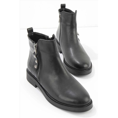 Bambi Siyah Kroko Kadın Bot & Bootie K02826011309