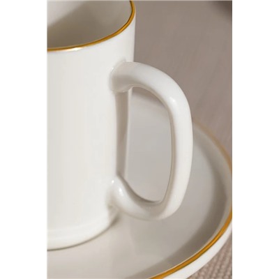 Lumora 6 Kişilik 12 Parça Kahve Fincan Takımı - Beyaz/Gold - 100 ml