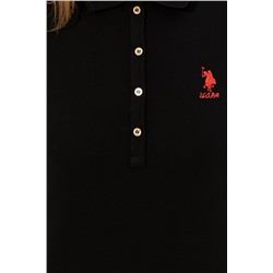 Kadın Siyah Basic Polo Yaka Tişört