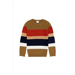 Erkek Çocuk Açık Haki Bisiklet Yaka Kazak