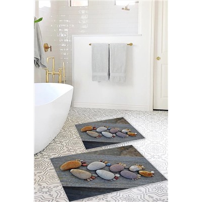 ESTA HALI Dijital Baskı Taş Desenli Banyo Halı Takımı (40x60/60x100) - Cp812 CP812