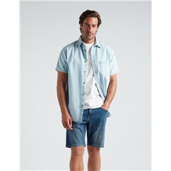 Slim Fit Denim Shorts, Men, Blue