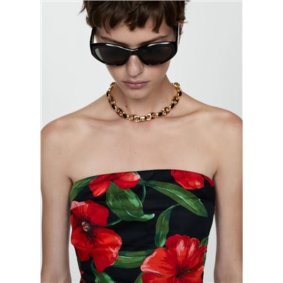 Vestido palabra de honor flores