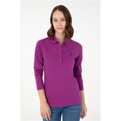 Kadın Menekşe Basic Polo Yaka Sweatshirt