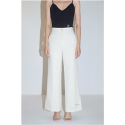 Pantalón palazzo de lana Blanco