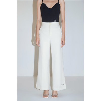 Pantalón palazzo de lana Blanco
