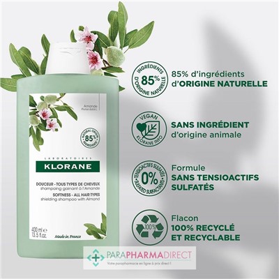 Klorane Amande - Douceur - Shampoing Gainant 400ml