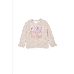 Çocuk Bej Melanj Bisiklet Yaka Sweatshirt