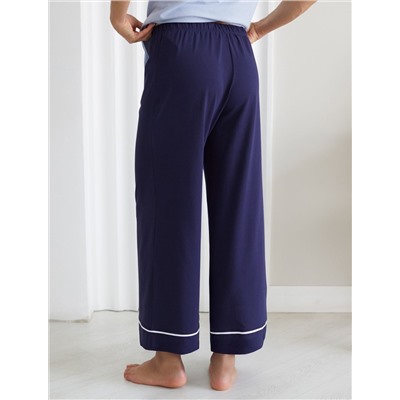 Укороченные брюки из эластичного хлопка с контрастным кантом