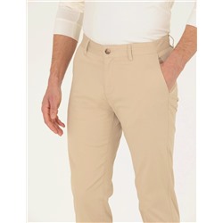 Bej Regular Fit Kanvas Pantolon