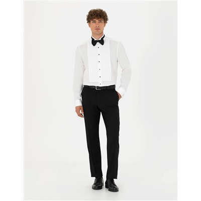 Beyaz Slim Fit Smokin Gömlek