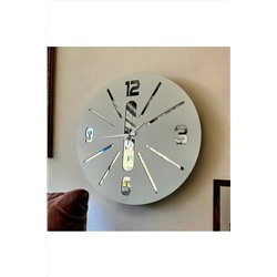AA Shop Beyaz Renk Hediyelik Ahşap Dekoratif Farklı Desenli Duvar Saati 50cm beyazsiyahçift
