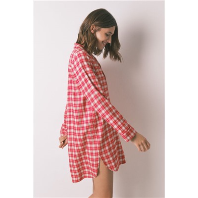 Camisón corto algodón estampado cuadros Snoopy