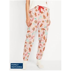 High-Waisted Flannel Pajama Joggers for Women
