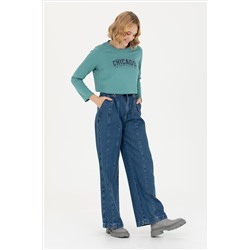 Kadın Mint Bisiklet Yaka Sweatshirt
