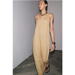 LINEN BLEND MIDI DRESS