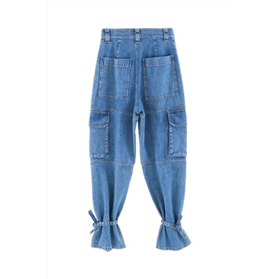 Vaquero mom fit de tiro alto Azul