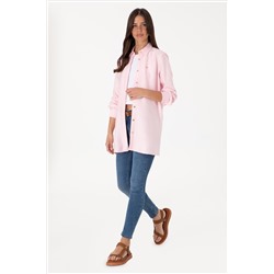 Kadın Açık Pembe Dokuma Tunik Gömlek