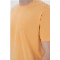 Erkek Regular Fit Bisiklet Yaka Turuncu Tişört
