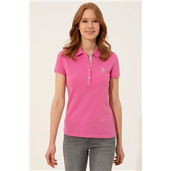 Kadın Pembe Basic Polo Yaka Tişört