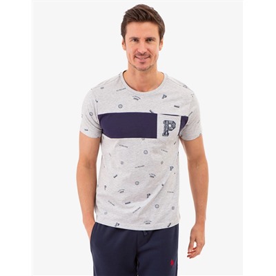 ALLOVER USPA PRINT T-SHIRT WITH CHEST POCKET