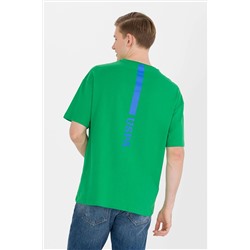 Erkek Elma Yeşili Oversize Bisiklet Yaka Tişört