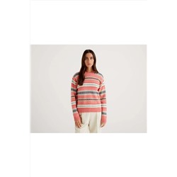United Colors of Benetton Yün Karışımlı Jakarlı Kazak 122A1344E102Y-62K