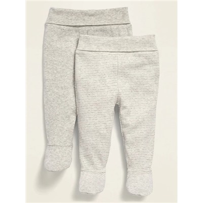 Unisex 2-Pack Fold-Over-Waist Footed Pants for Baby