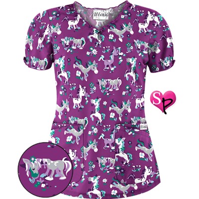 UA Frolic In The Flowers Berry Burst Print Scrub Top