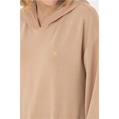 Kadın Kum Kapüşonlu Sweatshirt