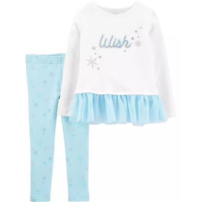 Carter's | Toddler 2-Piece Wish Peplum Top & Snowflake Legging Set