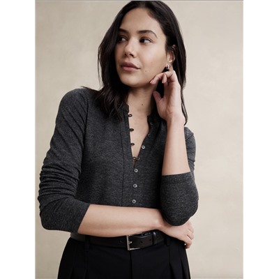 BRUSHED JERSEY HENLEY SHIRT