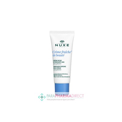 Nuxe Crème Fraiche de Beauté Crème Riche Hydratante 48h Peaux Sèches à Très Sèches 30ml