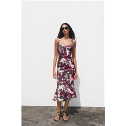 FLORAL GODET DRESS