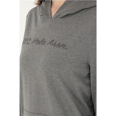 Kadın Antrasit Melanj Kapüşonlu Sweatshirt