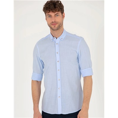 Açık Mavi Slim Fit Uzun Kollu Gömlek